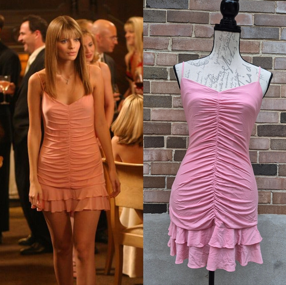 ASO Marissa Cooper The OC BCBGMAXAZRIA Pink Ruffle Mini Dress S